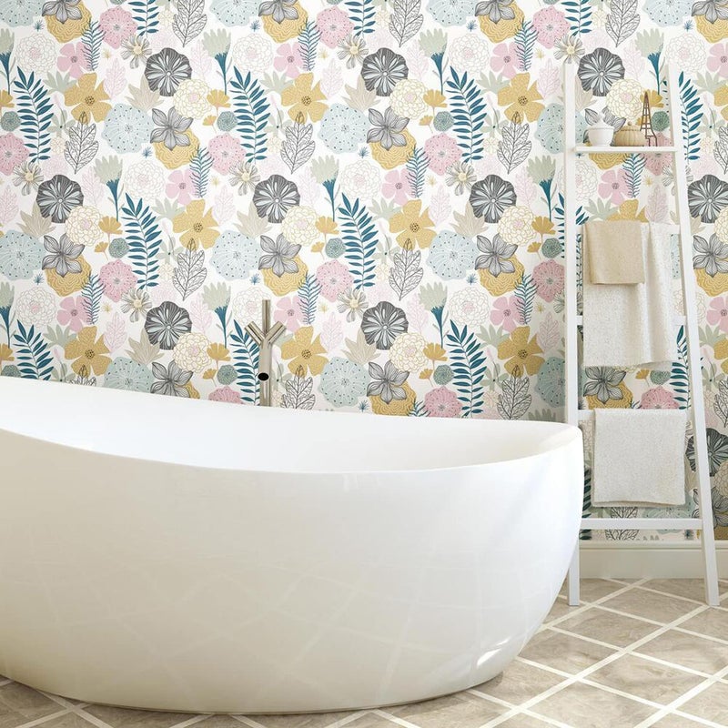 RoomMates RMK11328WP Pink Perennial Blooms Peel and Stick Wallpaper, Roll - Image 5